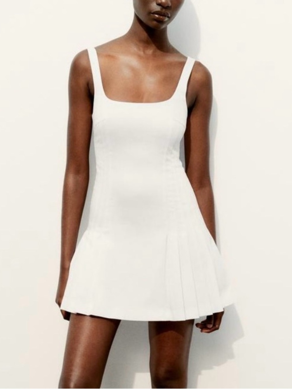 Zara White pleated bottom mini Dress